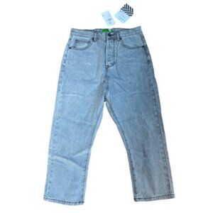 NWT Free People Sandrine Rose Button Fly Drop Crotch Crop Jeans Gray Wide Leg 27